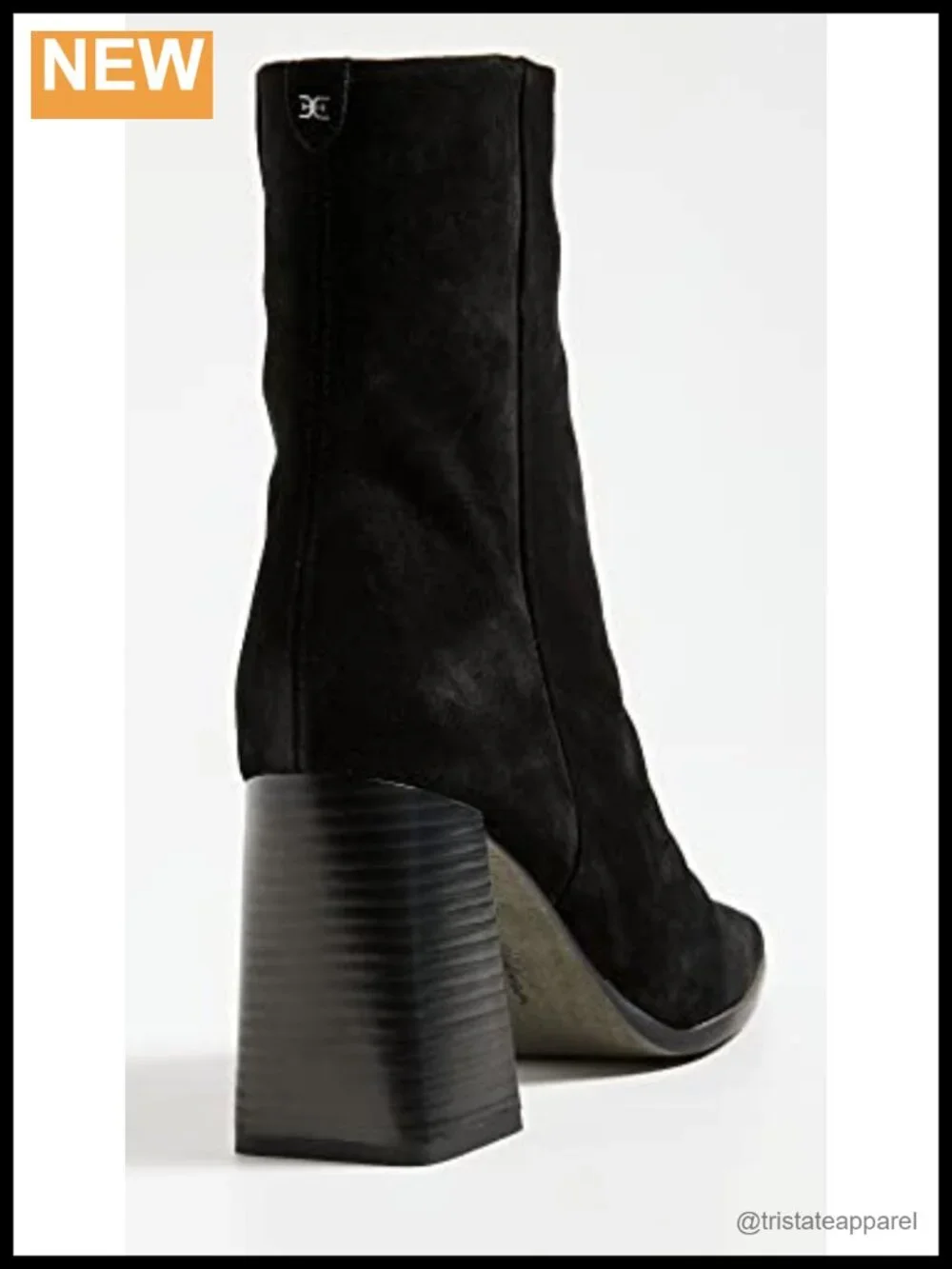 Sam Edelman Ivette Ankle Boots Square Toe Flare Heel Zip Suede